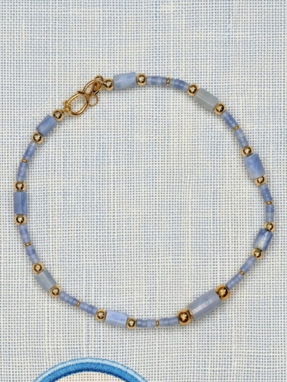 Natural Blue Aquamarine Necklace Or Choker In 18K Gold Plated Necklace